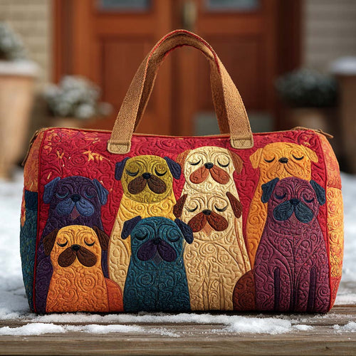 Giggle Pug Quilted Duffle Bag