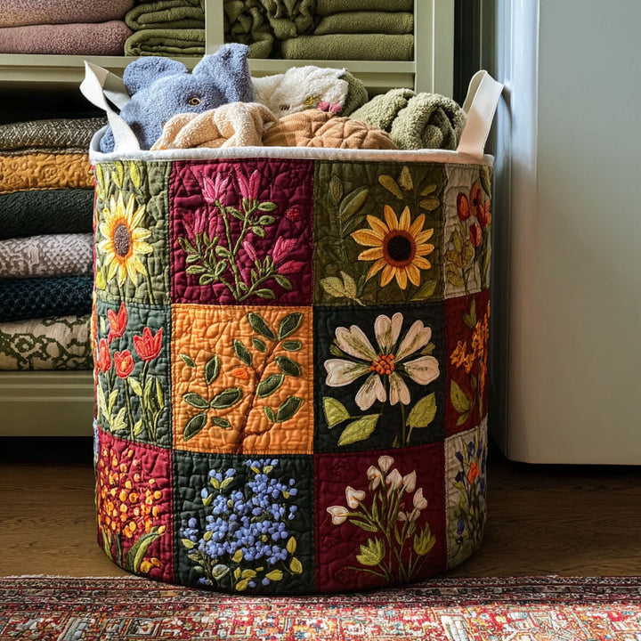 Bloom Shine Quilted Laundry Basket