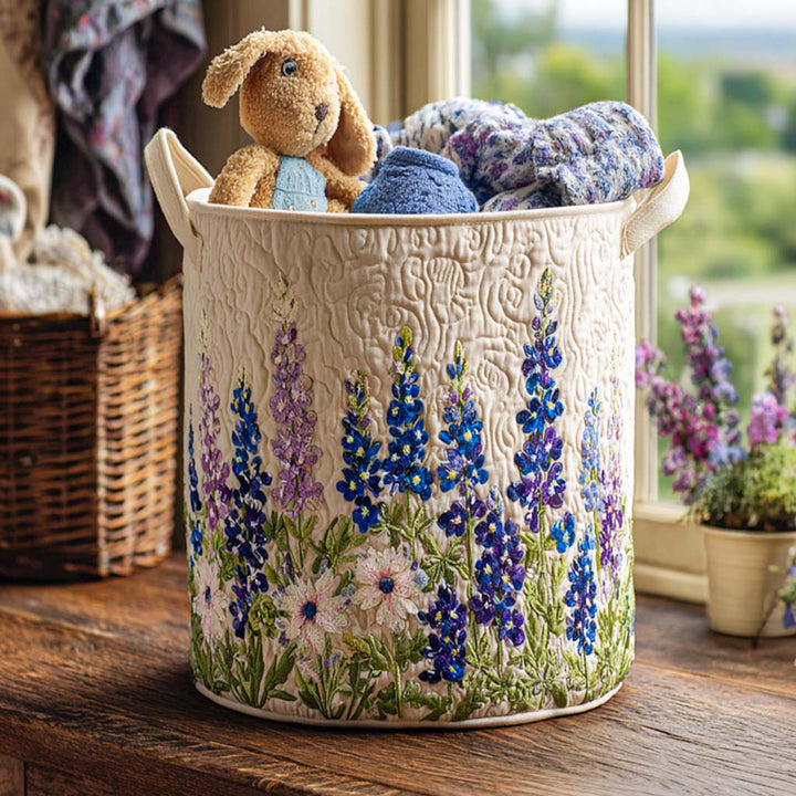 Blue Lupin Quilted Laundry Basket