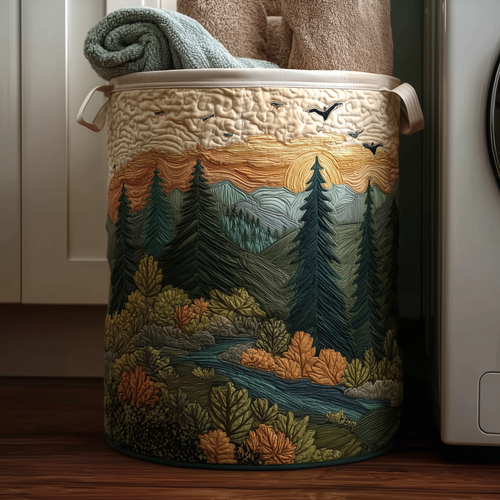Calm Pines Quilted Laundry Basket