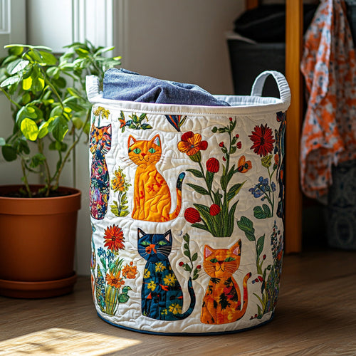 Cats Quilted Laundry Basket