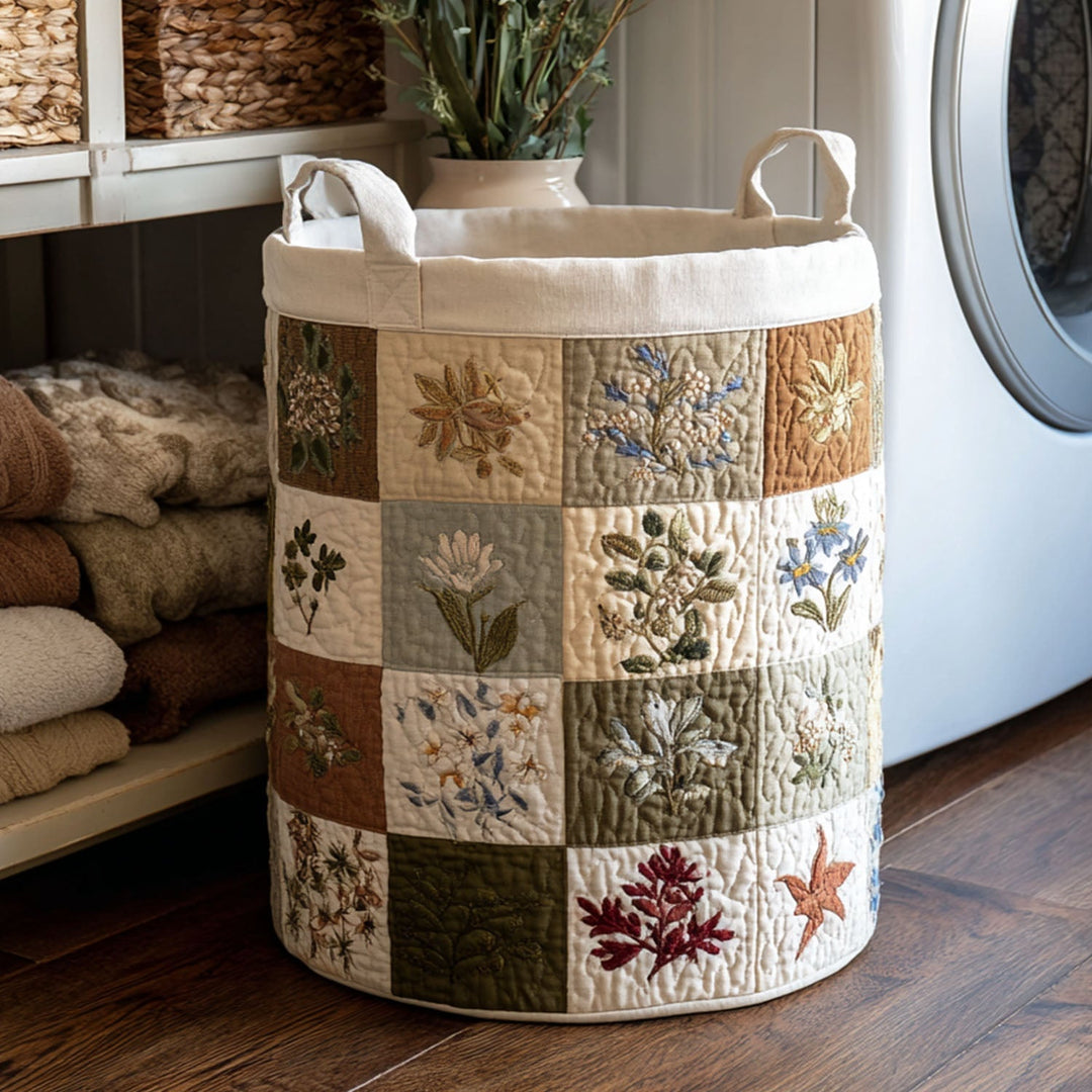 Floral Altar Quilted Laundry Basket
