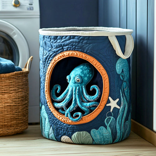 Hidden Octopus Quilted Laundry Basket