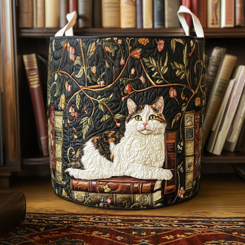 Mystical Cat Quilted Laundry Basket
