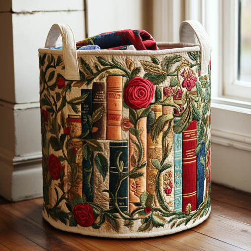 Natural Quilted Laundry Basket