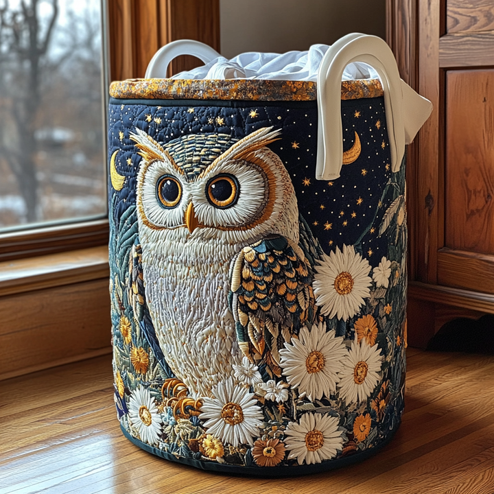 Owls Quilted Laundry Basket