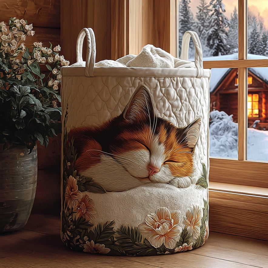 Snowy Calm Quilted Laundry Basket