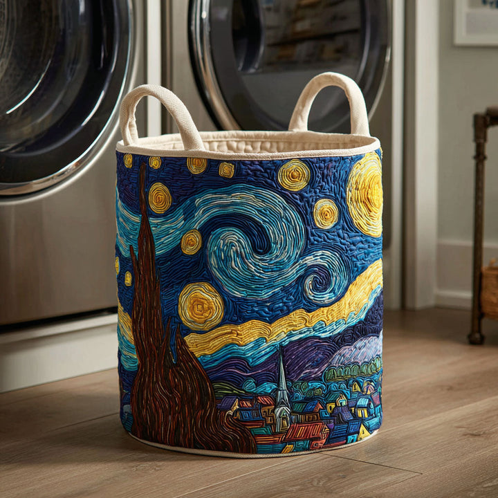 Star Pattern Quilted Laundry Basket