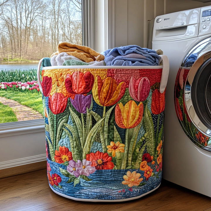 Summer Flowers Quilted Laundry Basket