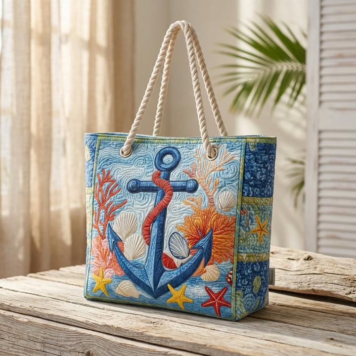 Nautical Anchor Quilted Beach Bag