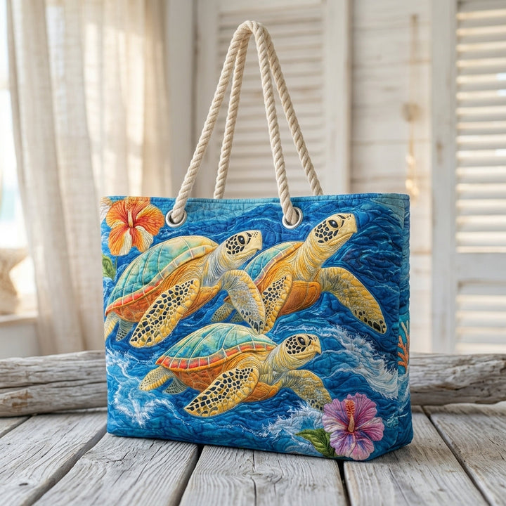 Marine Turtle II Quilted Beach Bag
