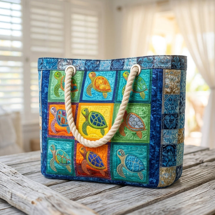 Tranquil Turtle Quilted Beach Bag