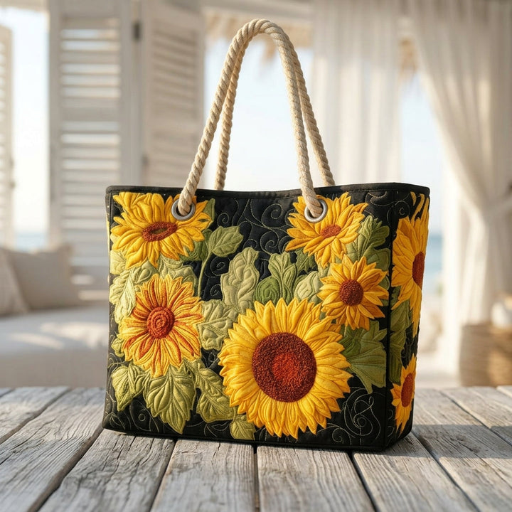 Sunflower Quilted Beach Bag