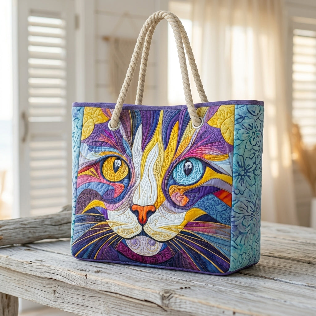 Catitude Quilted Beach Bag
