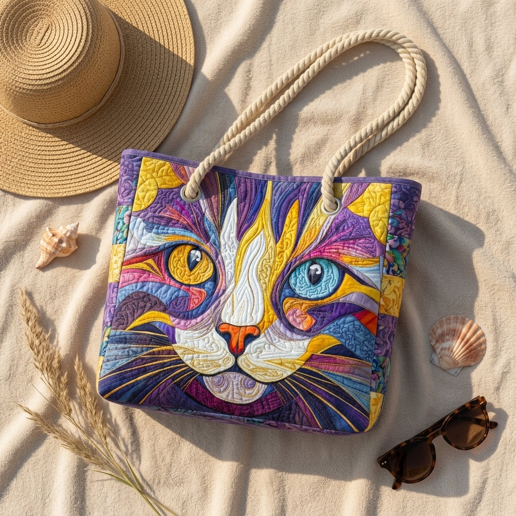 Catitude Quilted Beach Bag