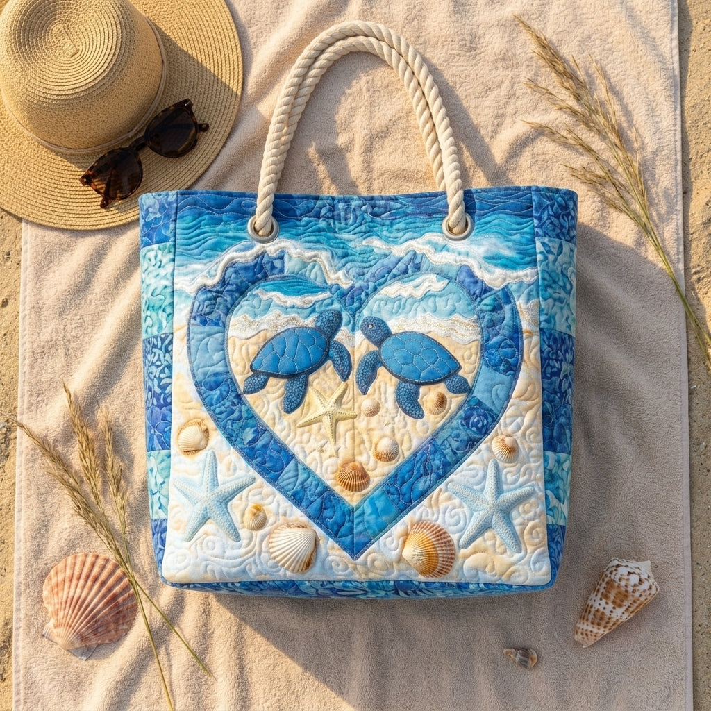 Turtle Serenity Quilted Beach Bag