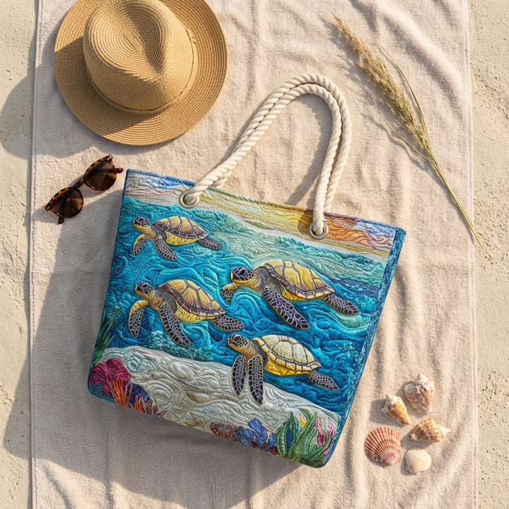 Marina Turtle Quilted Beach Bag