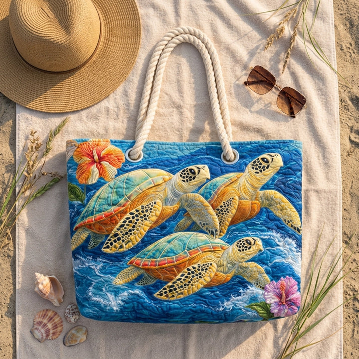 Marine Turtle II Quilted Beach Bag
