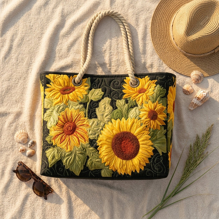 Sunflower Quilted Beach Bag