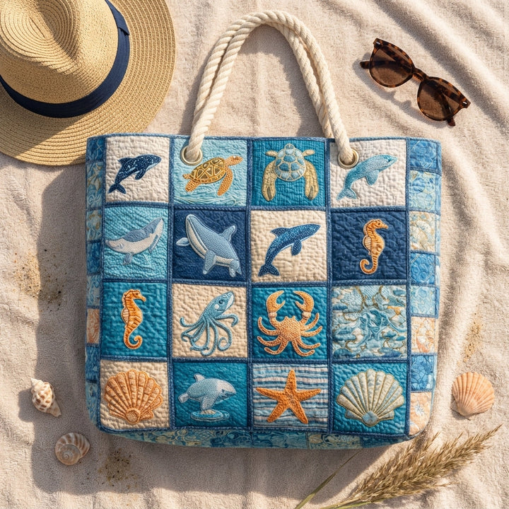 Marine Life Quilted Beach Bag