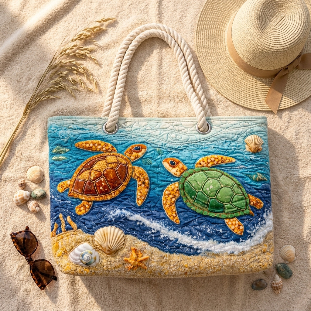 Tropical Turtle Quilted Beach Bag