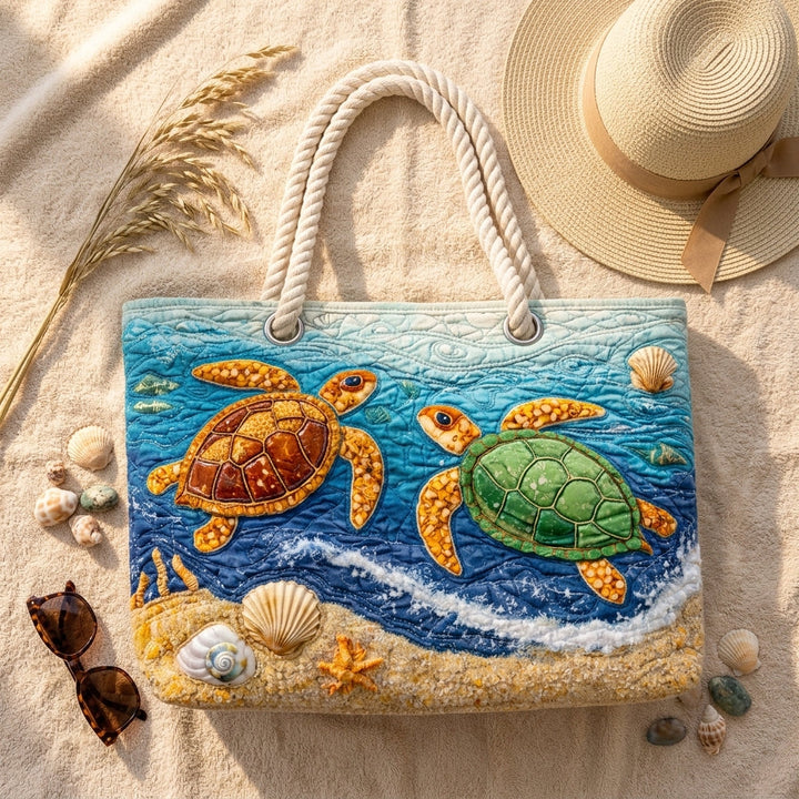 Tropical Turtle Quilted Beach Bag
