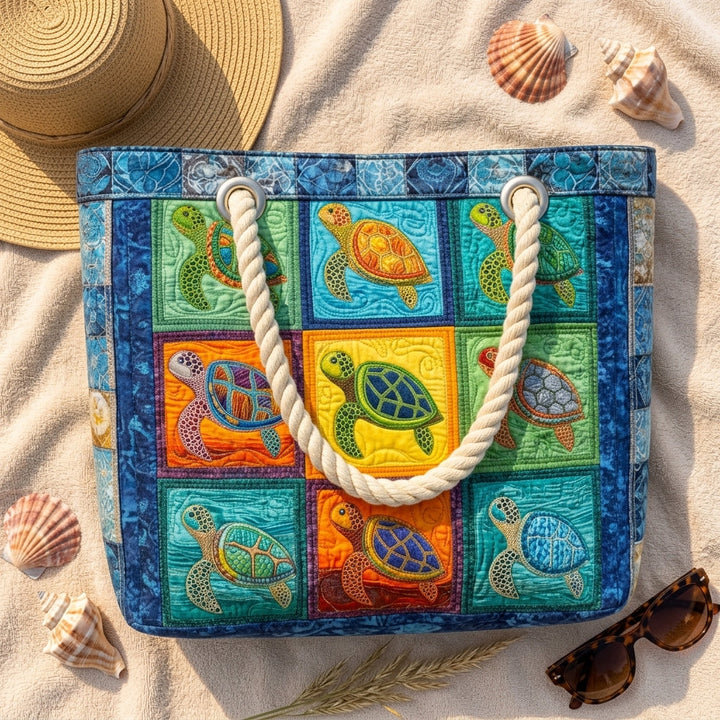 Tranquil Turtle Quilted Beach Bag