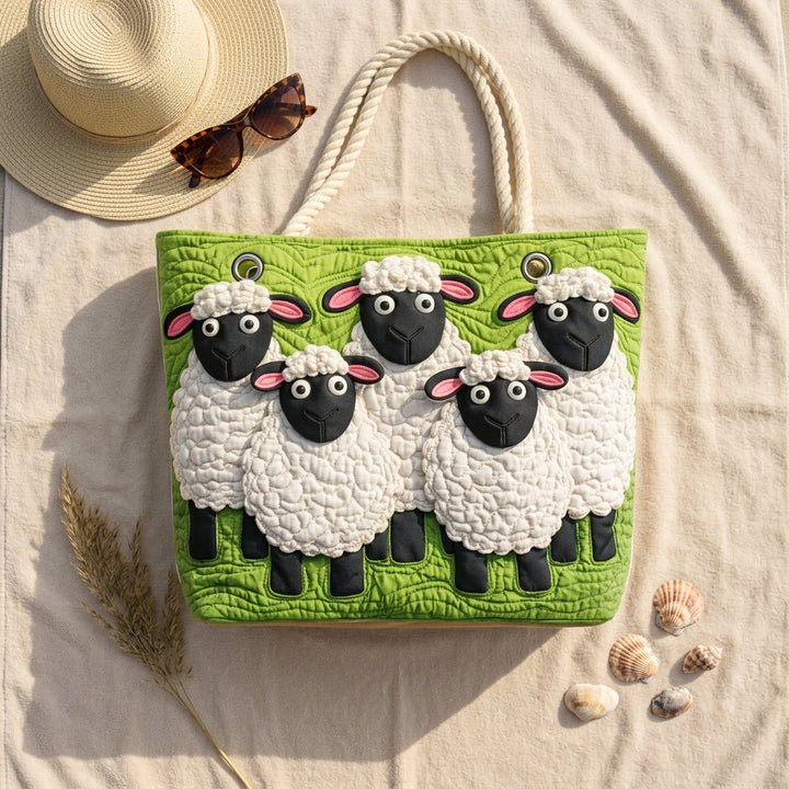 Sky of Sheep Quilted Beach Bag