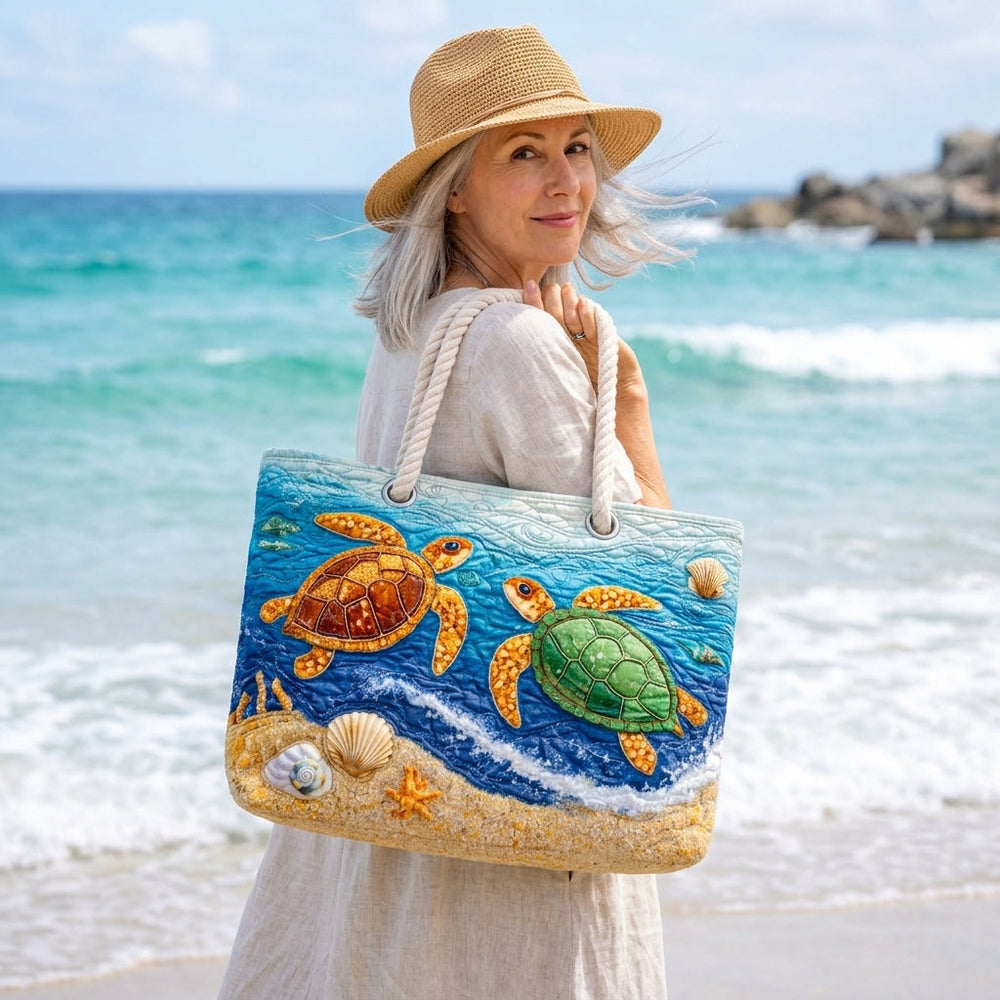 Tropical Turtle Quilted Beach Bag