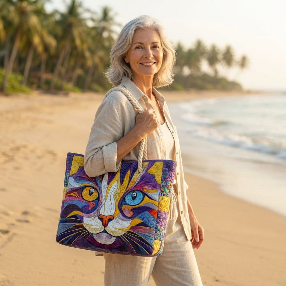 Catitude Quilted Beach Bag