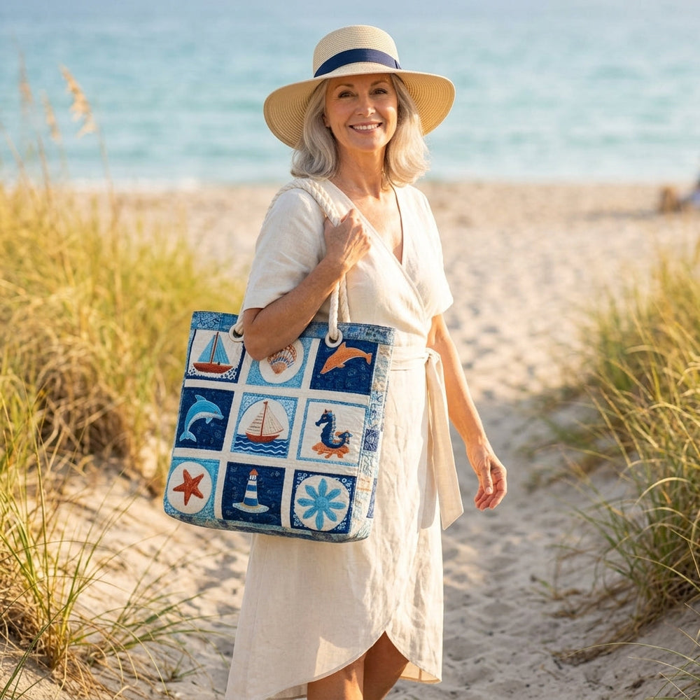 Marine Creatures Quilted Beach Bag
