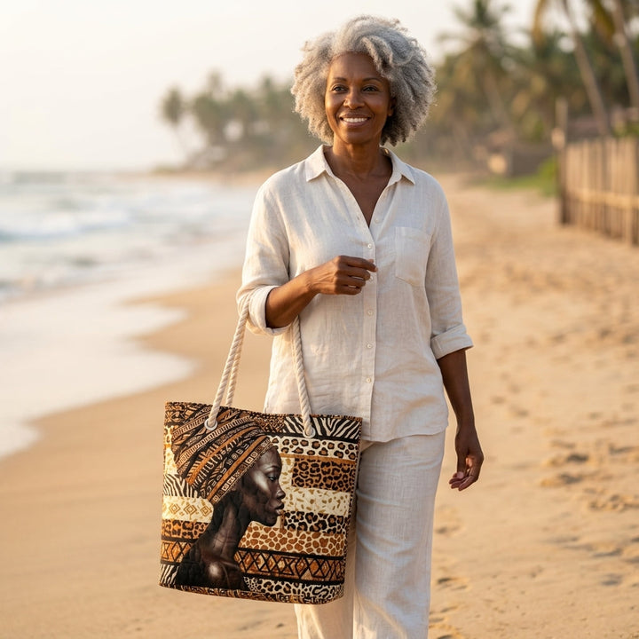 Queen of Melanin Quilted Beach Bag
