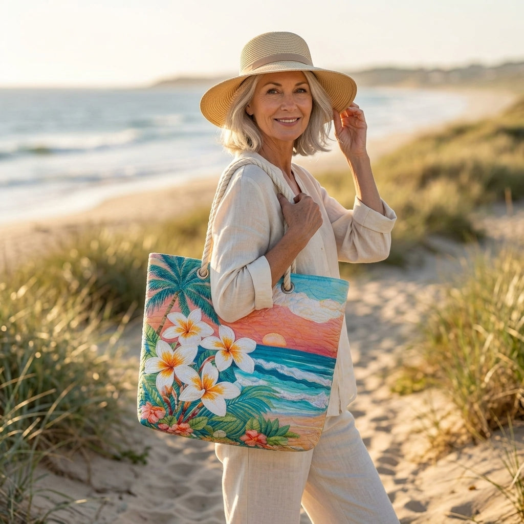 Tropical Spirit Quilted Beach Bag