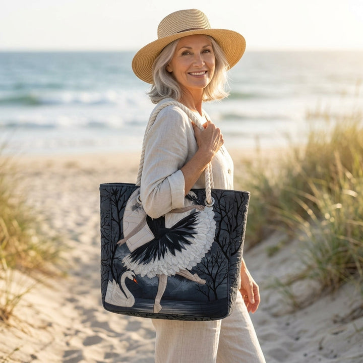 Elegant Ballerina Quilted Beach Bag