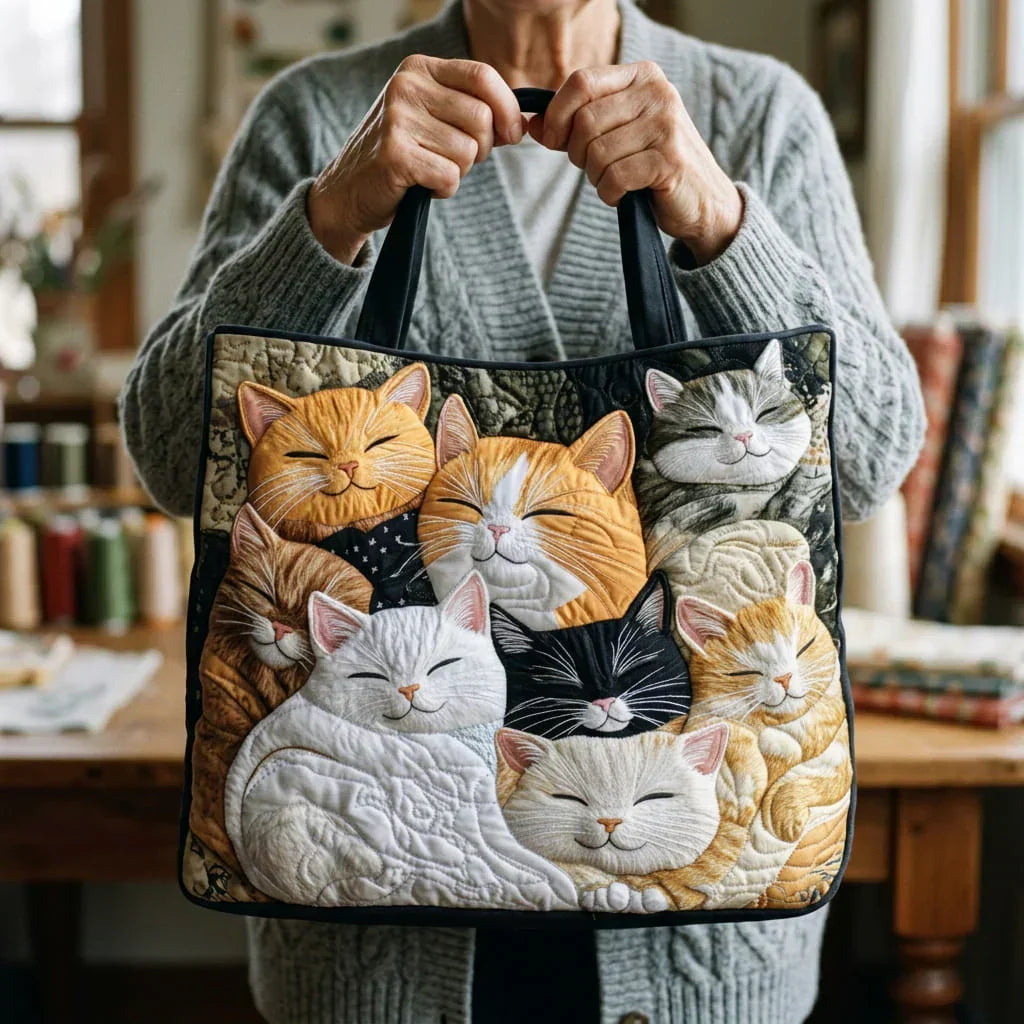 Sleeping Kittens Quilted Artisan Tote