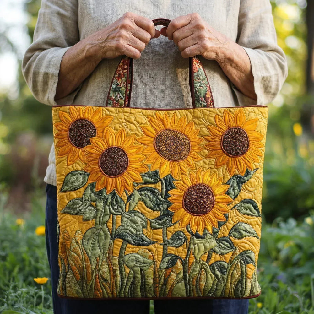 Classic Sunflowers Quilted Artisan Tote