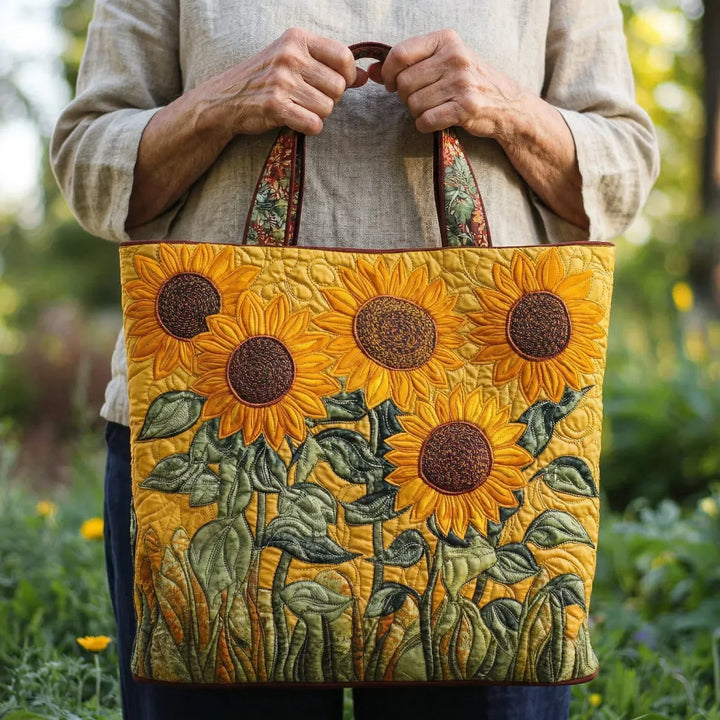 Classic Sunflowers Quilted Artisan Tote