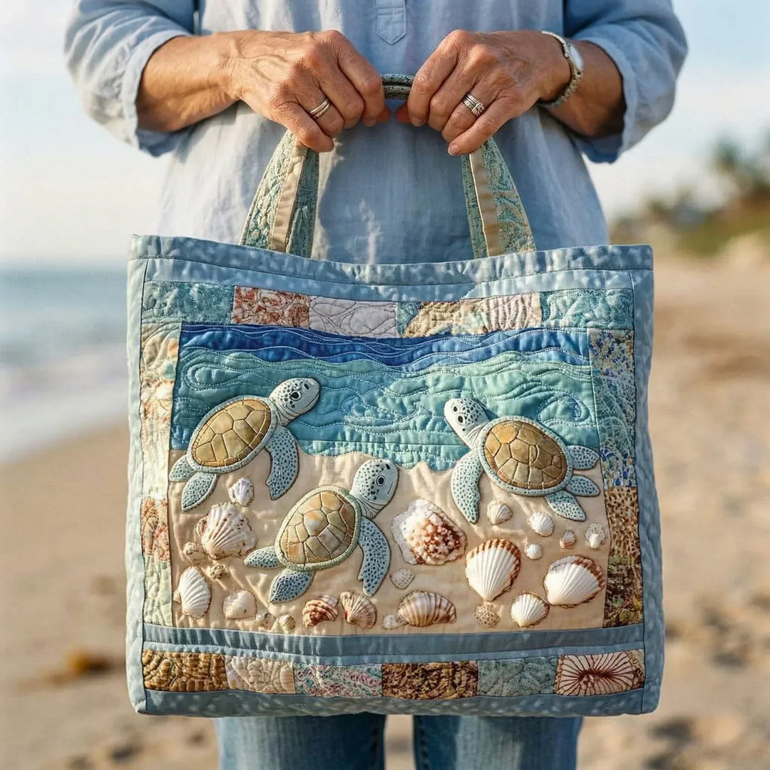 Marine Turtles Quilted Artisan Tote