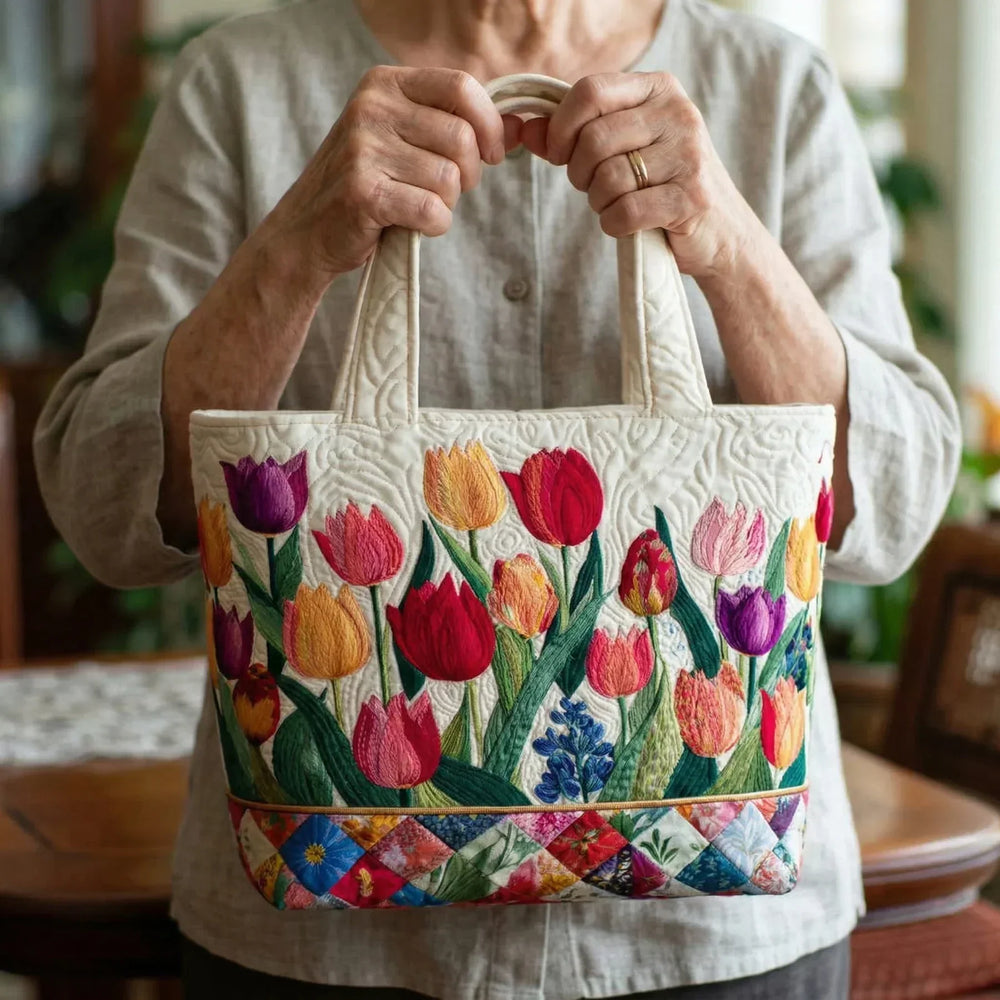Tulip Garden Quilted Artisan Tote