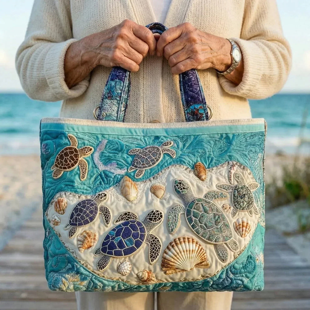 Turtle Love Quilted Artisan Tote