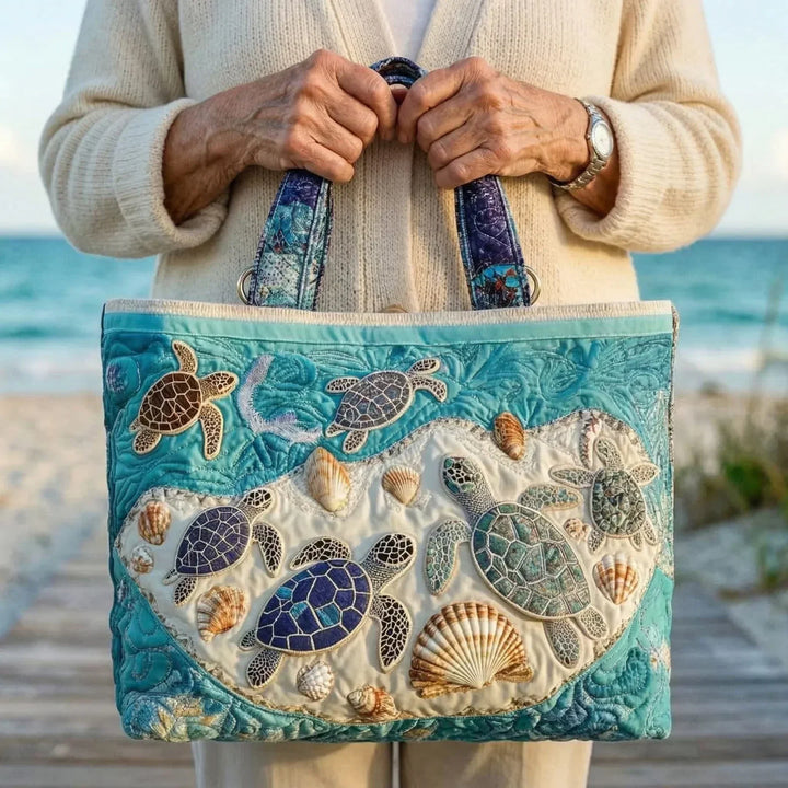 Turtle Love Quilted Artisan Tote