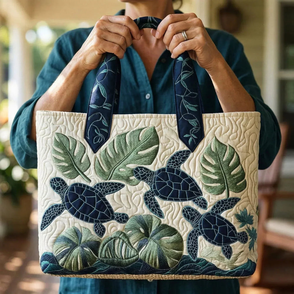 Grace of the Sea Turtle Quilted Artisan Tote