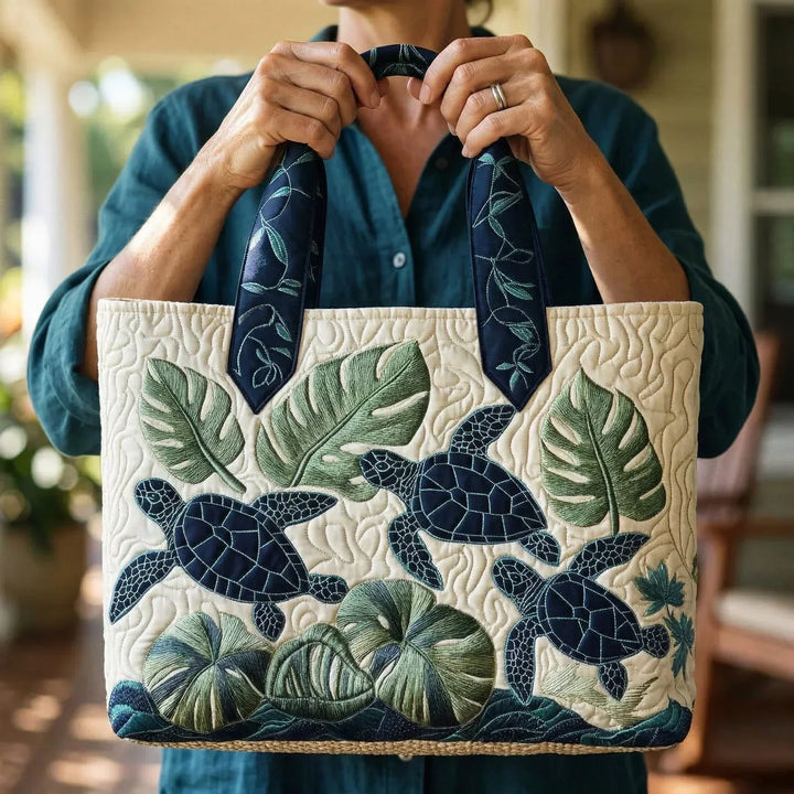 Grace of the Sea Turtle Quilted Artisan Tote