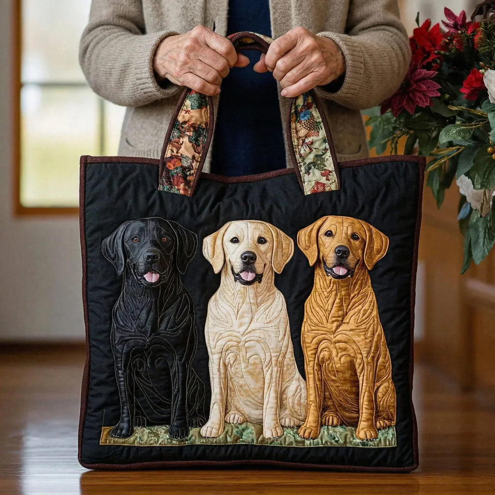 Three Labradors Quilted Artisan Tote