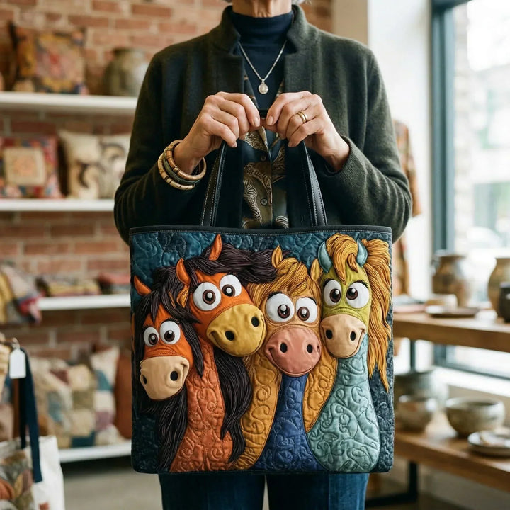 Playful Ponies Quilted Artisan Tote