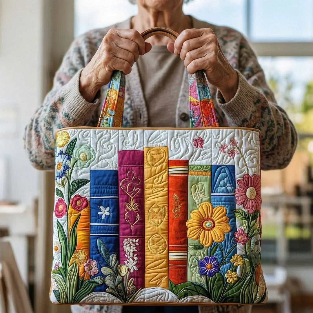 Floral Library Quilted Artisan Tote