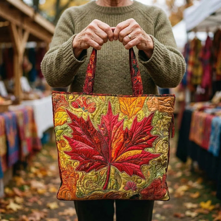 Maple at Sunset Quilted Artisan Tote