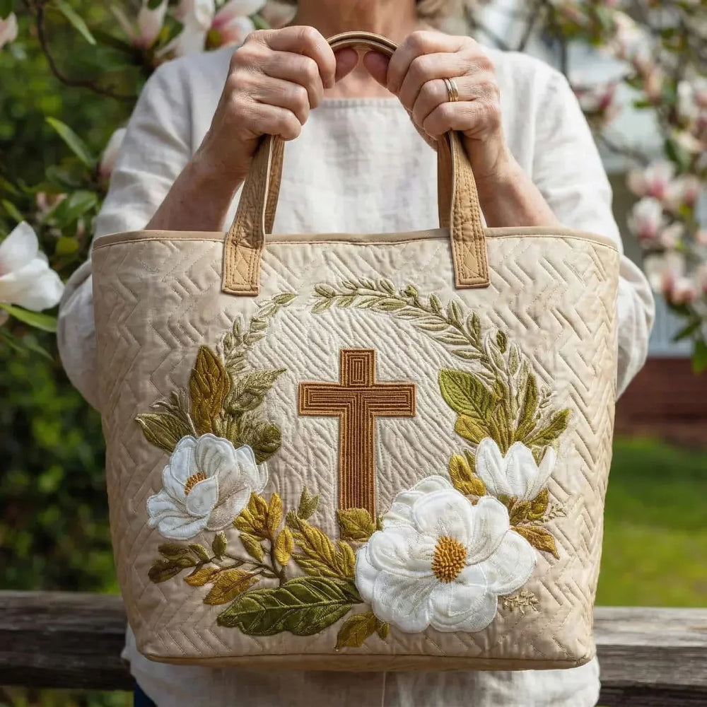 Sacred Cross Quilted Artisan Tote