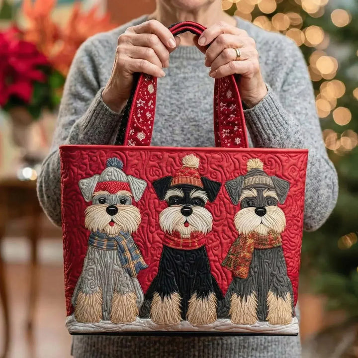 Trio of Schnauzers Quilted Artisan Tote