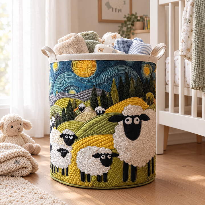 Lamb Meadow Quilted Laundry Basket